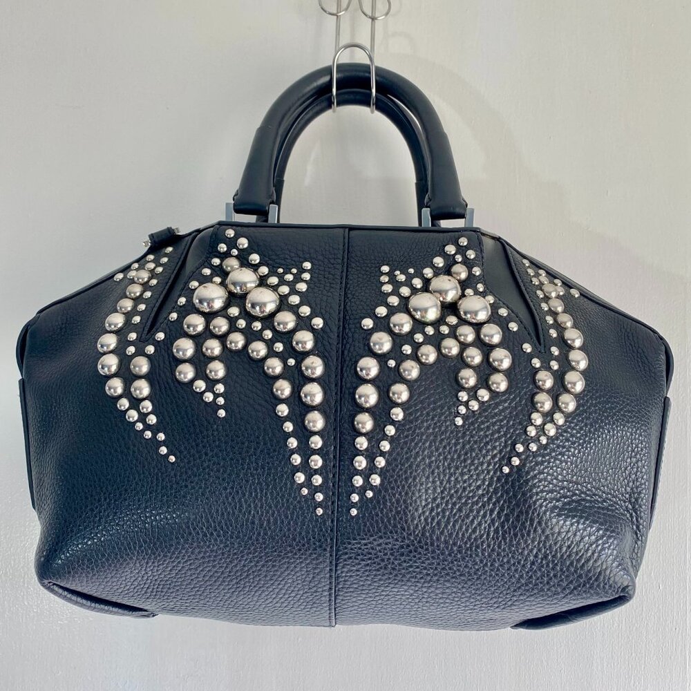 Alexander Wang Black Studded Leather Satchel Black Structured Designer Crossbody
